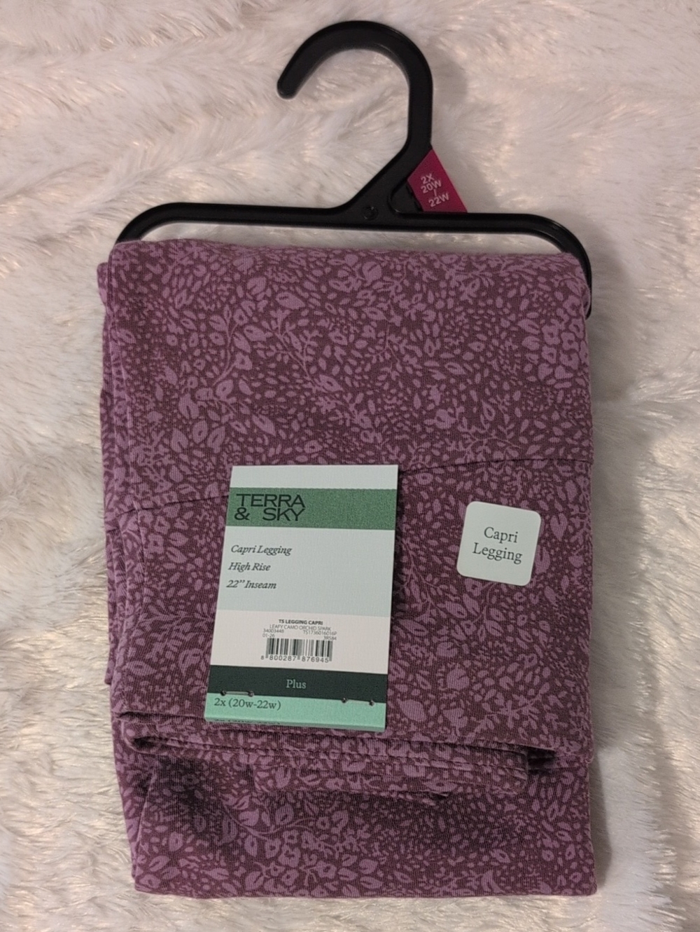 Terra & Sky Plus Purple Floral Capri Leggings